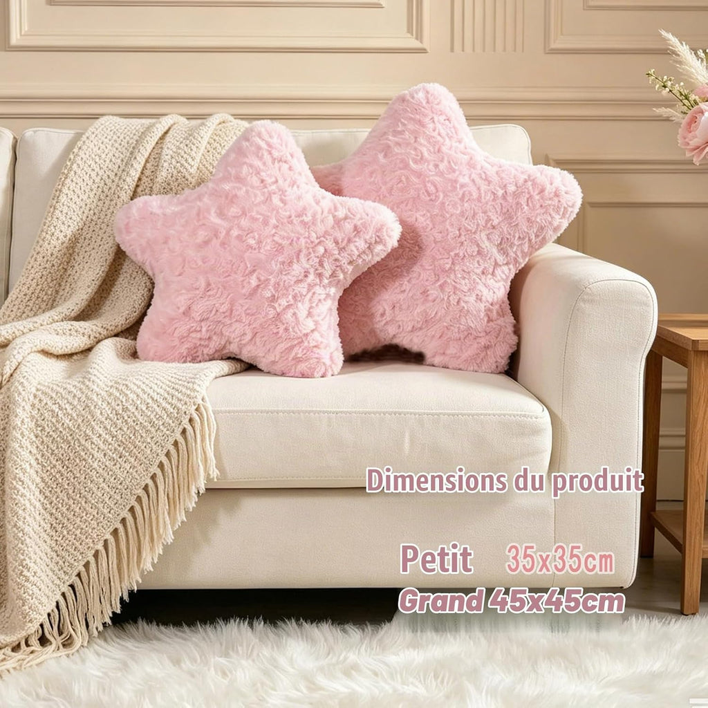 Coussin décoratif étoile rose 35 x 35 cm
