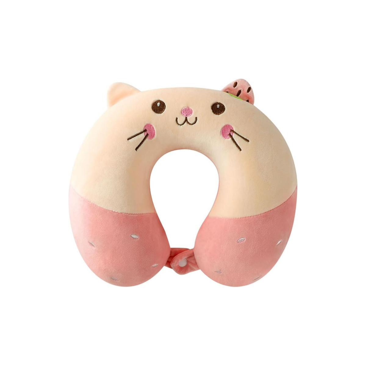 Coussin cervical de voyage en mousse à mémoire motif chat fraise