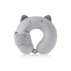 Coussin de voyage à mémoire de forme chat gris