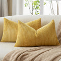 Lot de 2 housses de coussin en chenille jaune 30 x 50 cm