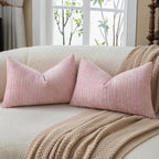 Lot de 2 housses de coussin en chenille rose 30 x 50 cm