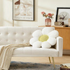 Coussin décoratif en forme de fleur blanc et vert 40 cm
