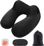 Coussin cervical gonflable compact noir pour voyage