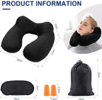 Coussin cervical gonflable compact noir pour voyage