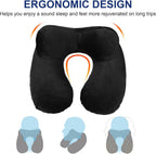 Coussin cervical gonflable compact noir pour voyage