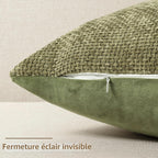 Lot de 2 housses de coussin en chenille vert olive 40 x 40 cm