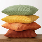 Lot de 4 housses de coussin en velours côtelé orange et vert 40 x 40 cm
