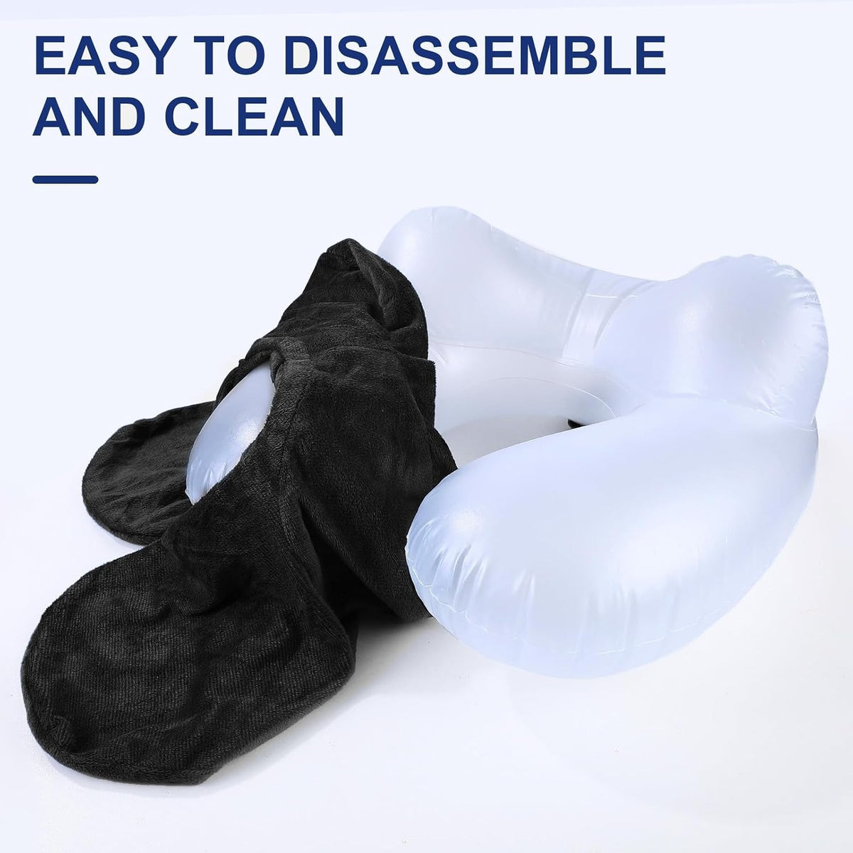 Coussin cervical gonflable compact noir pour voyage