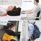 Coussin cervical gonflable compact noir pour voyage
