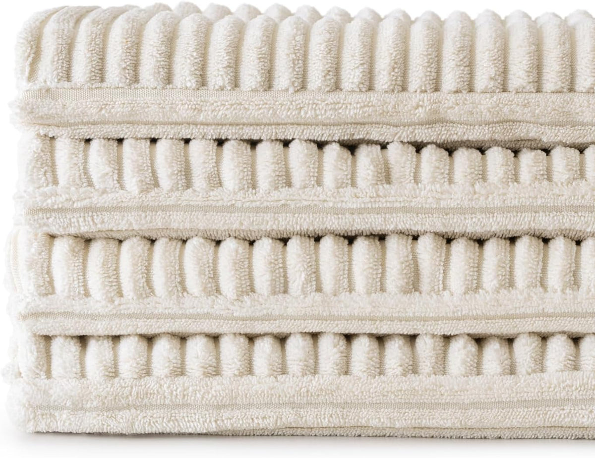 Lot de 4 housses de coussin en velours côtelé beige 40 x 40 cm