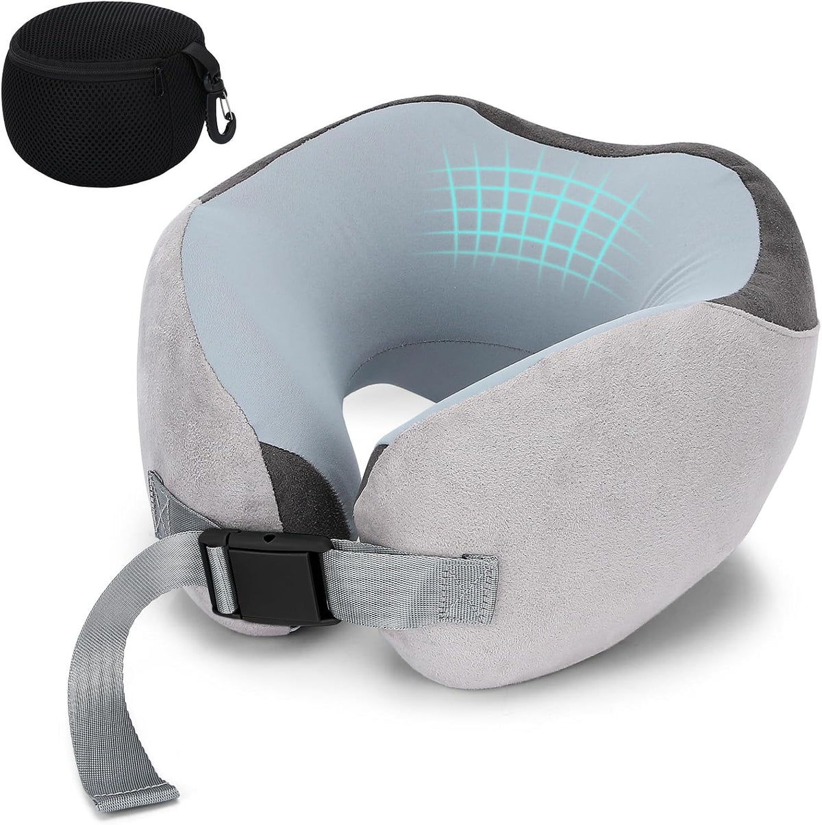 Coussin de voyage réglable à mémoire de forme en soie glacée gris