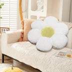 Coussin décoratif en forme de fleur blanc et vert 40 cm