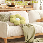 Coussin décoratif en forme de fleur vert et blanc 40 cm